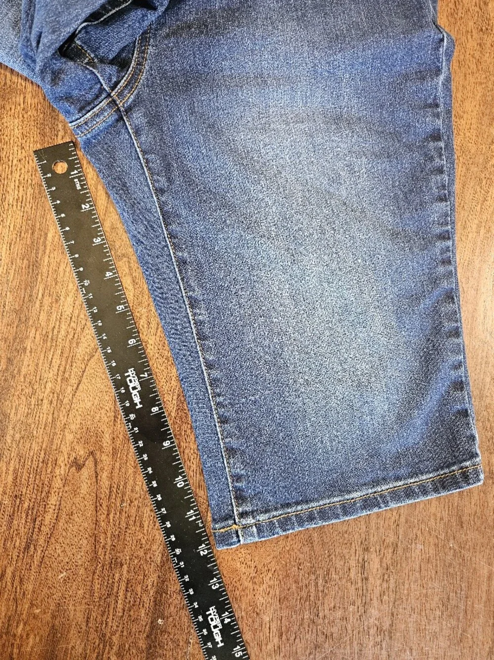 Women's Westbound Denim Long Shorts Stretchy Dark Blue Wash Size 10